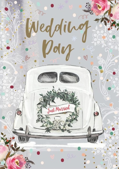 Wedding Day Just Married Greetings Card created by Natalie Ryan