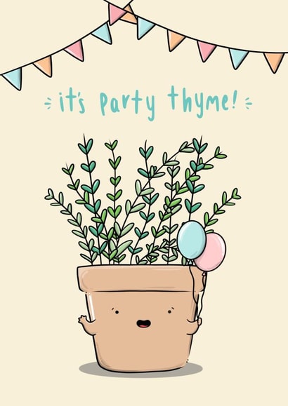 thyme plant Birthday Card 17822 created by The Tipsy Turtle