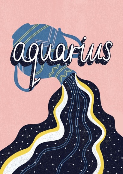 Aquarius January Birthday Card 21086 created by Soph AC Studio