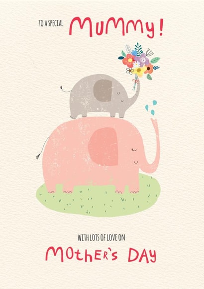 Cute Mothers Day Card - Mummy - Elephants - To A Special Mummy With Lots Of Love On Mother's Day created by cory reid