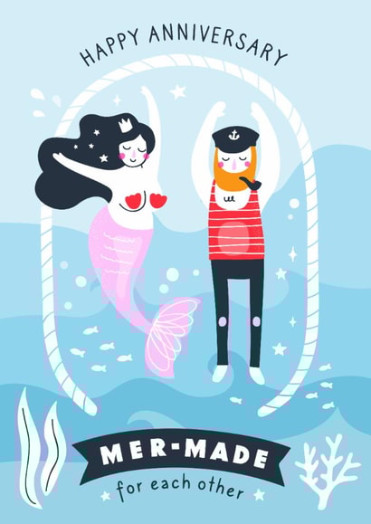 Happy Anniversary Underwater Mermaid & Sailor Card created by Creative Joy