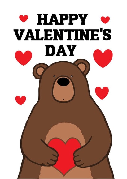 bear animal Valentines Day Card 13161 created by CARDTOON
