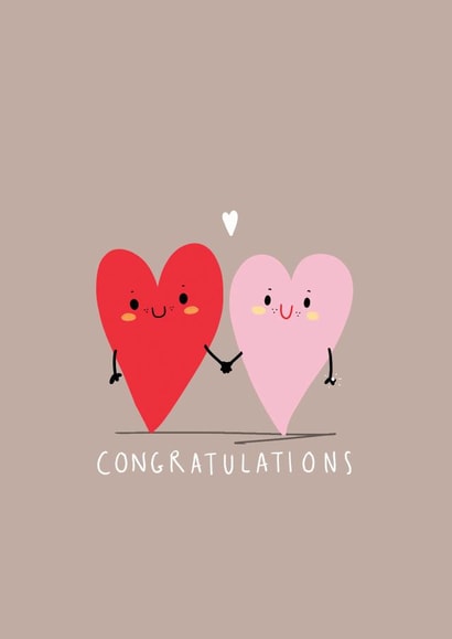 Congratulations red and pink heart - wedding /engagement created by NICHOLA COWDERY ILLUSTRATIONS 