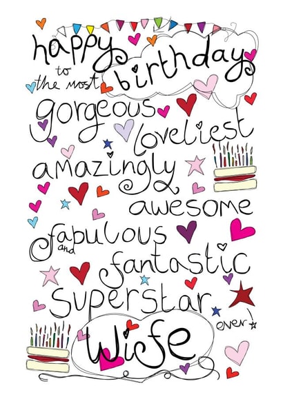 Happy Birthday Gorgeous Wife - With Love - Birthday Card created by Love and Happy Stuff