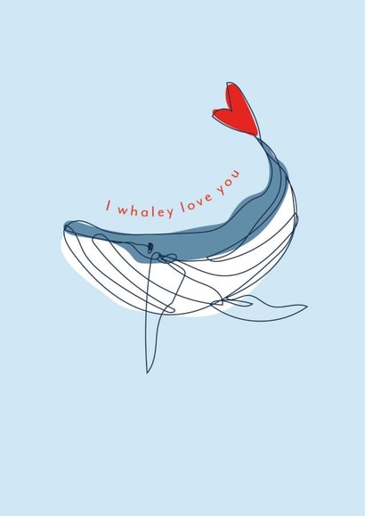 whale sea creature Valentines Day Card 16798 created by Mor Creative