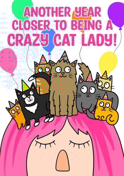 Crazy cat lady birthday card! created by Wafflemamaart