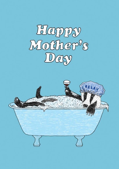 badger bubble bath Mothers Day Card 20917 created by Martina Scott