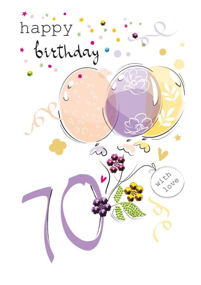 70 Age Milestone Balloons and Confetti Birthday Card created by SABIVO Design by Sabina