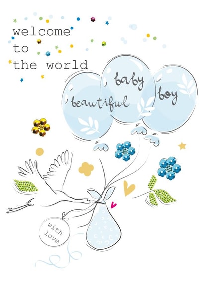 New Baby Boy Stork and Balloons Card created by SABIVO Design by Sabina