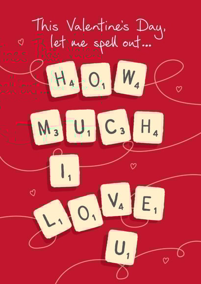 scrabble spell out Valentines Day Card 16945 created by NEEDL designs