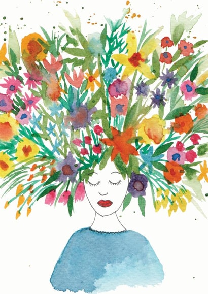 Flowers in her hair created by Elizabeth Amy Art