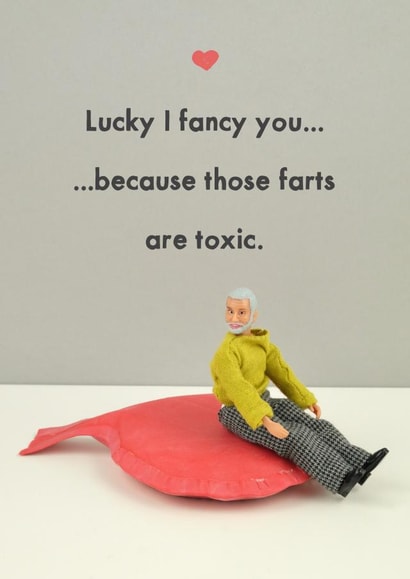 Funny Anniversary Card / Valentines Day Card - Farts - Lucky I Fancy You Because Those Farts Are Toxic created by Bold & Bright Cards