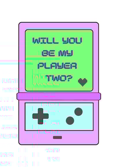 gameboy player two Valentines Day Card 14863 created by Cat B Designs