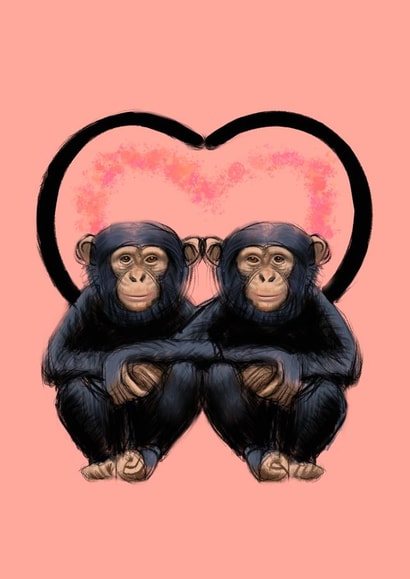 monkey love Valentines Day Card 47053 created by Charlotte Oxenham