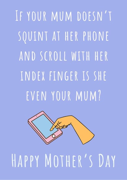 Mum Index Finger Phone Mother's Day created by Nikki Noo Cards