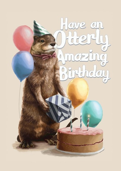 Otter Cake Birthday Card 15624 created by Fasanian Artistry