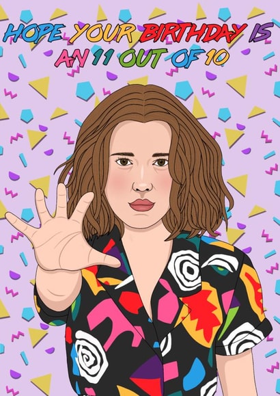 Stranger Things Eleven Birthday Card 15811 created by Lizzy B Draws.