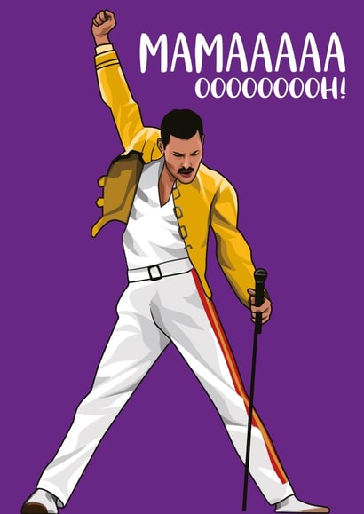 Funny Mothers Day Card - Freddie Mercury - Queen - Mamaaaa Ooooooooh! created by All Things Banter