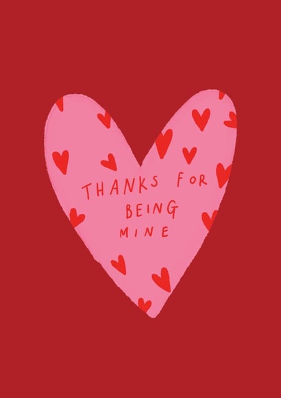 Cute Heart Anniversary Card / Valentines Day Card - Thanks For Being Mine created by Jessica Smith Illustration 
