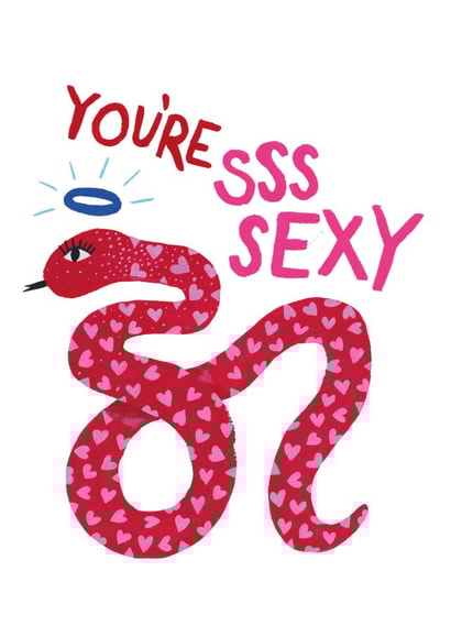 sexy snake Valentines Day Card 47125 created by The Blue Castle Co