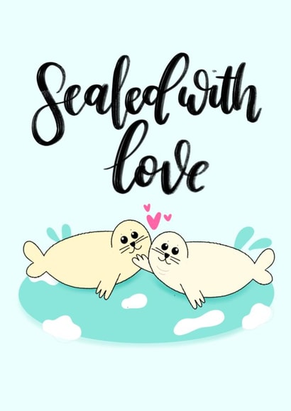 seals animals Valentines Day Card 12028 created by Mia Loves Letters