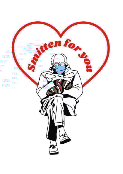 Bernie meme Valentines Day Card 33553 created by Peculiar Print Shop by Hannaeyetattoo 