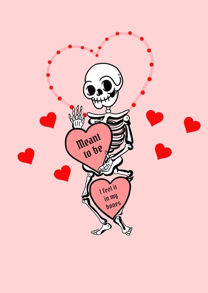 Skeleton bones Valentines Day Card 11204 created by Peculiar Print Shop by Hannaeyetattoo 