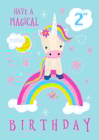 Children's age 2 Magical Unicorn Birthday Card created by Dale Simpson