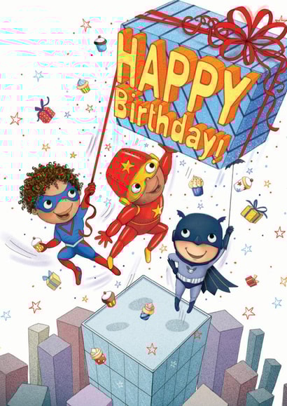 superhero present Birthday Card 15057 created by Karmuka