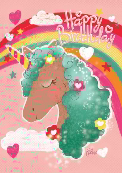 rainbow unicorn Birthday Card 15062 created by Karmuka