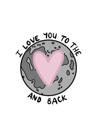 Love You to The Moon and Back Doodle Card created by Roisin