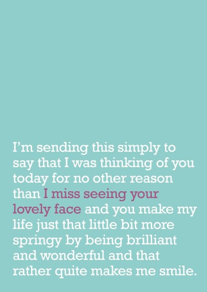 miss you miss Just Because Card 21376 created by The Right Lines