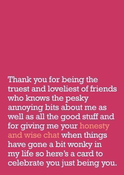 friendship cards friend Just because Card 21379 created by The Right Lines