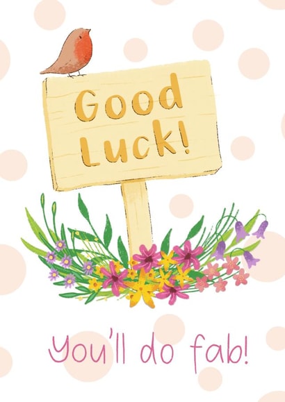 Good luck signpost card created by Leela Taylor