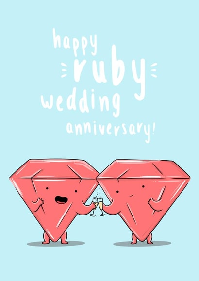 Ruby wedding anniversary - clinking champagne created by The Tipsy Turtle