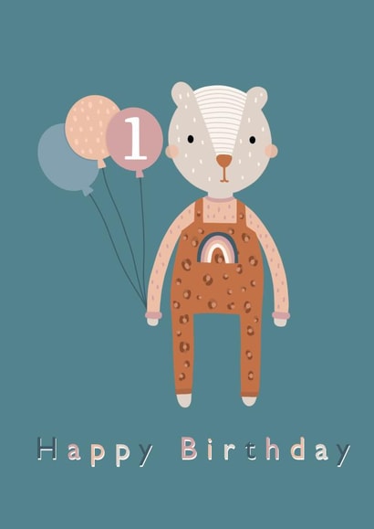 Happy Birthday 1st birthday Birthday Card 21444 created by Printed Picnic