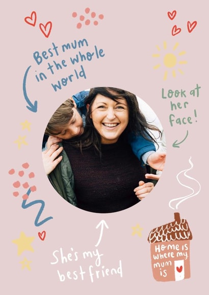 Best mum Mothers Day Personalised Photo Card 18715 created by Sam Bratby Art 