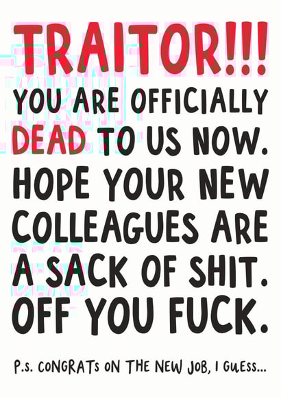traitor dead New Job Card 13956 created by Smudge & Splash
