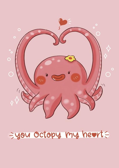octopy pun Valentines Day Card 21484 created by Planet612