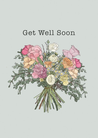 Flowers Get Get Well Card 21307 created by Molly & George Illustration