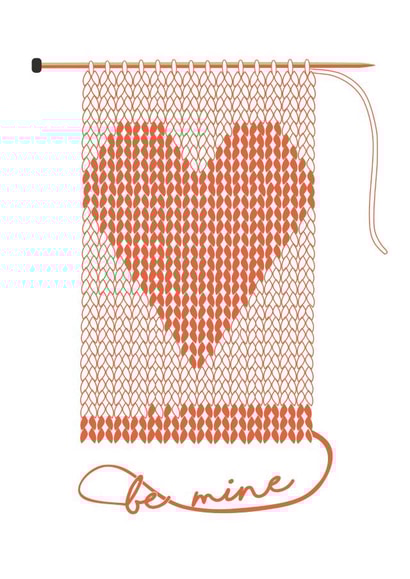 knitting be mine Valentines Day Card 21488 created by Piglet & Porge