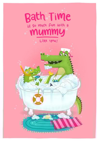 mummy bath Mothers Day Card 11090 created by Blue Kiwi Design
