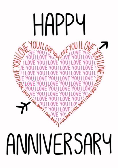 typography i love you Anniversary Card 14060 created by Sunny Spills