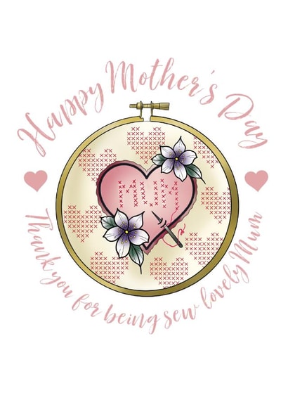 Sew Cross stich Mothers Day Card 33554 created by Peculiar Print Shop by Hannaeyetattoo 