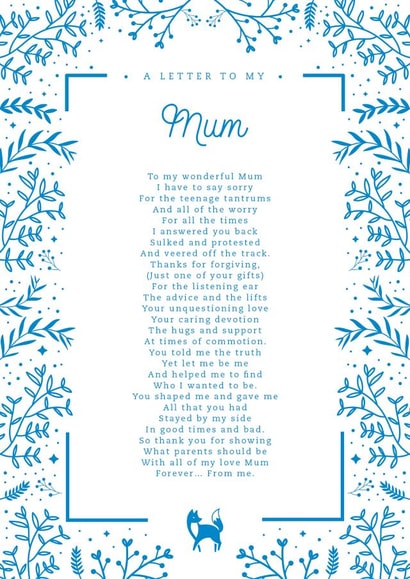 Heartfelt Mothers Day Card - Mum - Poem - A Letter To My Mum created by Joanna Miller