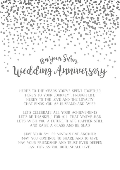 Heartfelt Typography Silver Anniversary Card - 25 Years - On Your Silver Wedding Anniversary created by Joanna Miller