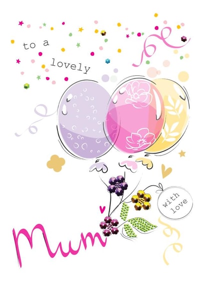 Lovely Mum Balloons and Confetti Card created by SABIVO Design by Sabina