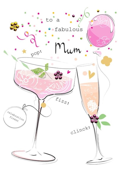 Fabulous Mum Prosecco Gin & Tonic with Balloon Card created by SABIVO Design by Sabina