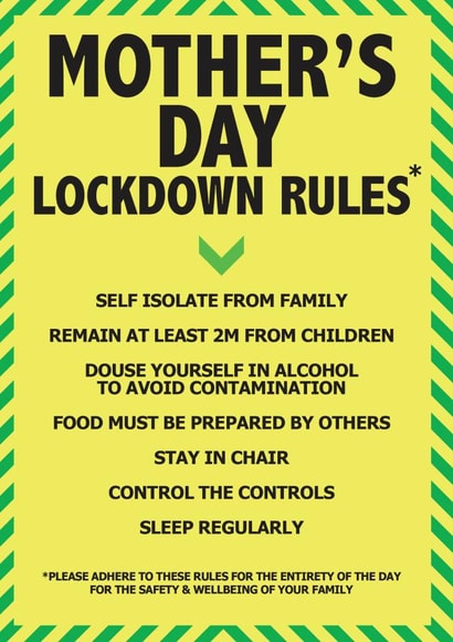 Funny lockdown Mothers Day Card 40878 created by Peter De Wreede