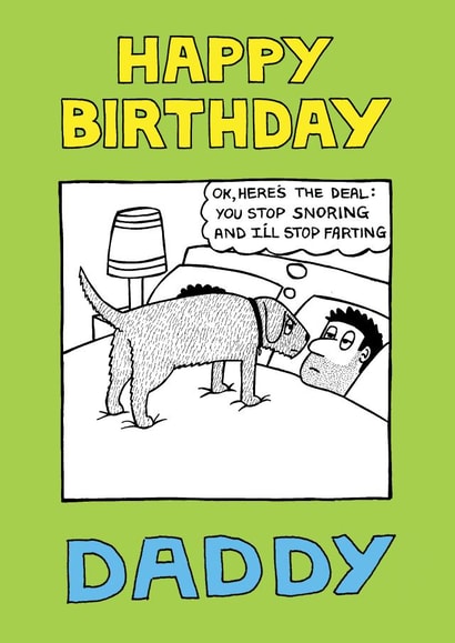 daddy dad Birthday Card 1984 created by Off The Leash Cartoons by Rupert Fawcett